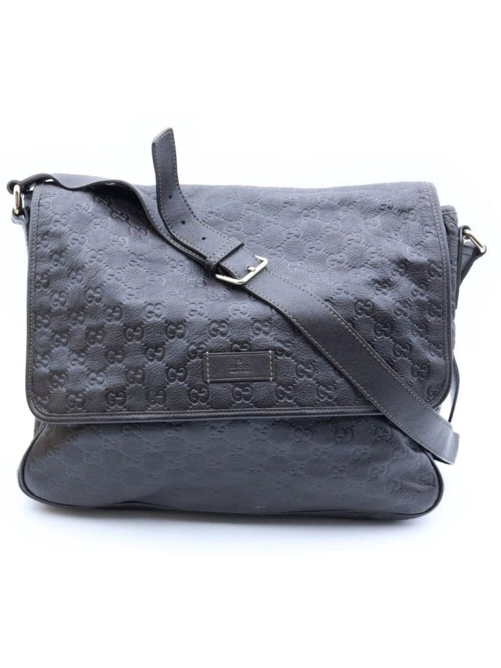 Gucci Guccissima Messenger Bag Shawl Brown Leather
